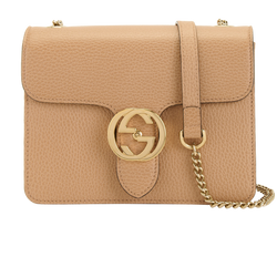 Interlocking GG Crossbody, Leather, Beige, MII, 3*